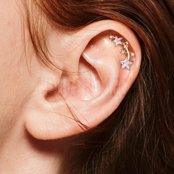 women men Cartilage stainless steel flat back piercing earrings