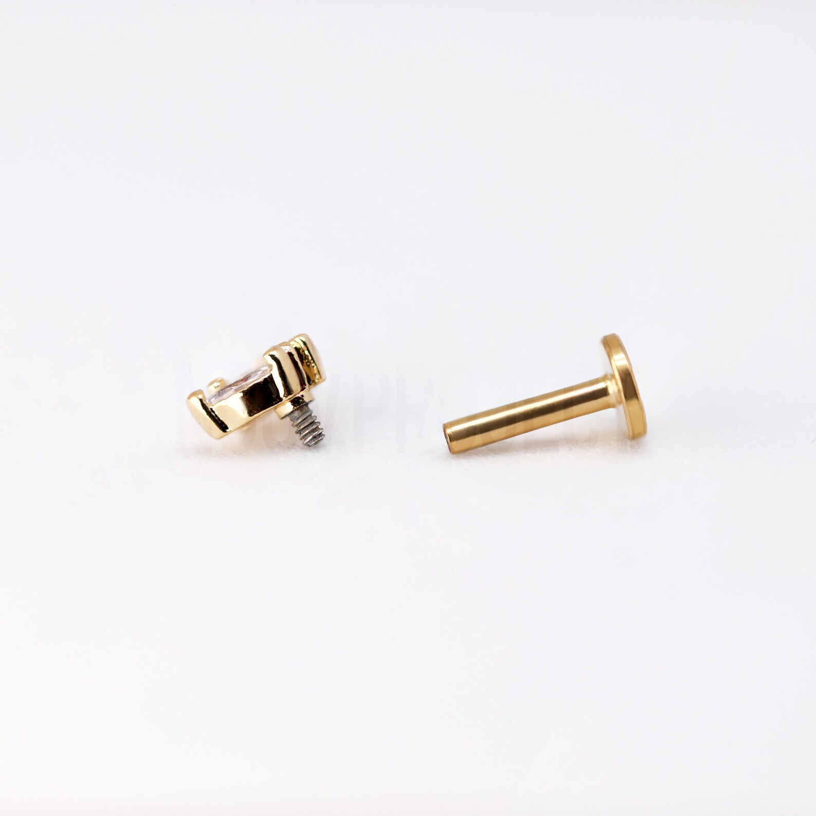 GOLD 16G CZ MARQUISE FLAT BACK main image 1