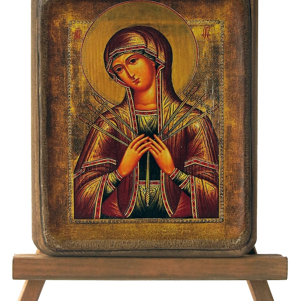 Mother of God seven arrows. Inspirational Wall Art and Decor. Religious Gifts.