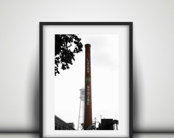 Black and White Color Splash Photography Lucky Strike Tower American Tobacco Campus Durham North Carolina Digital Download