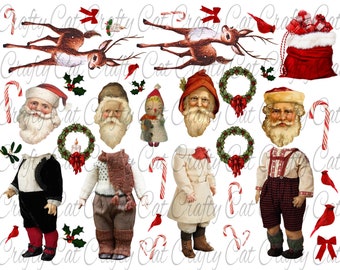 Santa and Friends Art Dolls (a 3 page digital download)