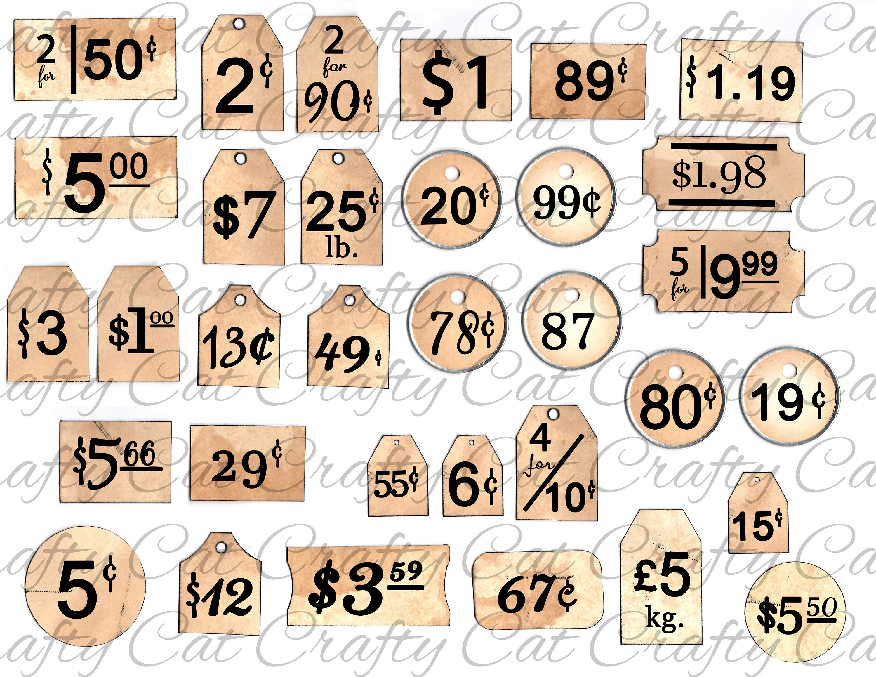 Price Tag 10 page digital download Etsy