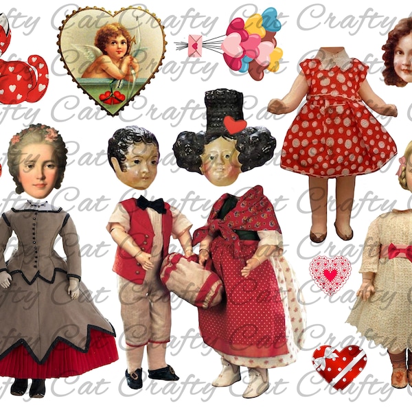 Valentine Art Dolls (a 3 page digital download)