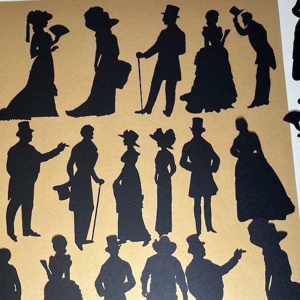LARGE Ladies and Gents (set of 35+ laser die cuts 4 in tall)