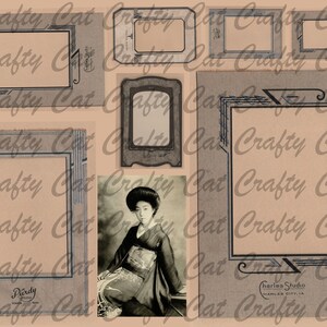 May include: A digital collage sheet with vintage-style photo frames. The frames are in various sizes and styles, with some featuring decorative borders. The sheet is perfect for scrapbooking, card making, or other paper crafts.