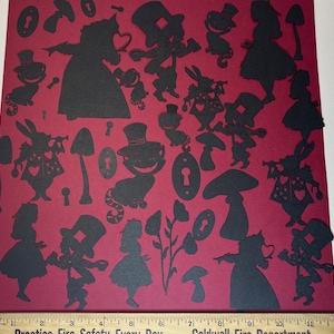 Laser Cut Alice im Wunderland Silhouetten (Set von 60+ Stück)