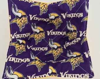 Microwave Bowl Cozy, Minnesota Vikings NFL, hot pad, Quilted, reversible, pot holder, Soup Bowl, Ice Cream Bowl, Plate Cozy