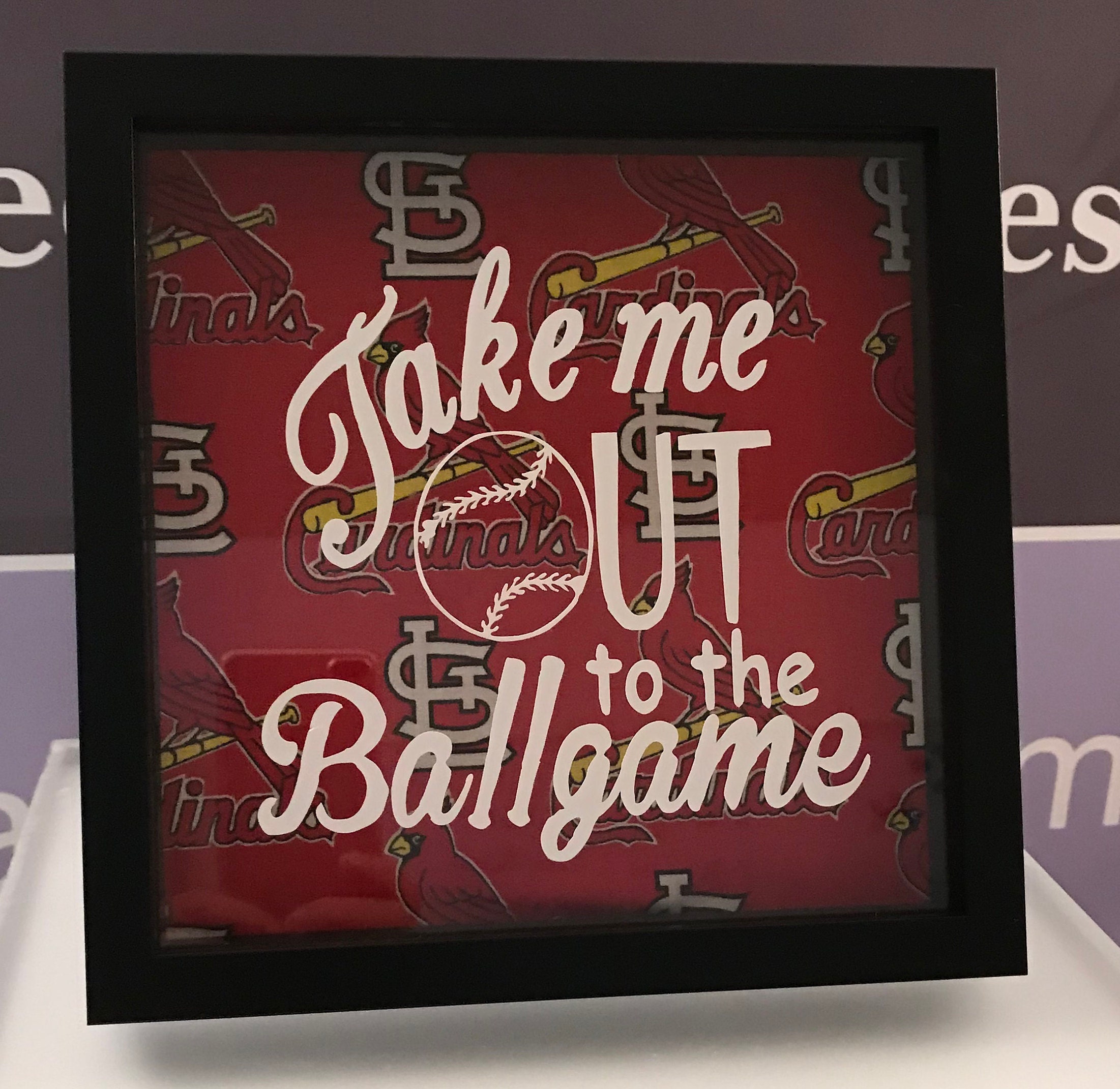 Shadow Box frame, Memory Box, St. Louis Cardinals, Home Decor, Office Decor, Photo Frame Box