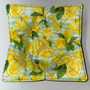 Microwave Bowl Cozy, Lemons Mint, hot pad, Quilted, pot holder, Soup Bowl, Ice Cream Bowl, Plate Cozy