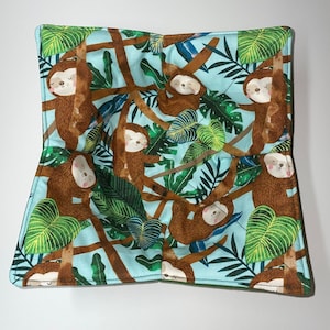 Microwave Bowl Cozy, Sloths Teal, hot pad, Quilted, pot holder, Soup Bowl, Ice Cream Bowl, Plate Cozy