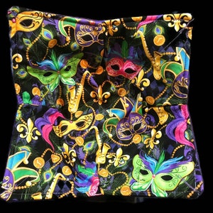 Microwave Bowl Cozy- Mardi Gras Masks- Soup Bowl Cozy- Reversible- Quilted- Pot Holder- Gift Idea