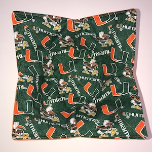 University of Miami Hurricanes Microwave Bowl Cozy, hot pad, Quilted, pot holder, Soup Bowl, Ice Cream Bowl, Plate Cozy