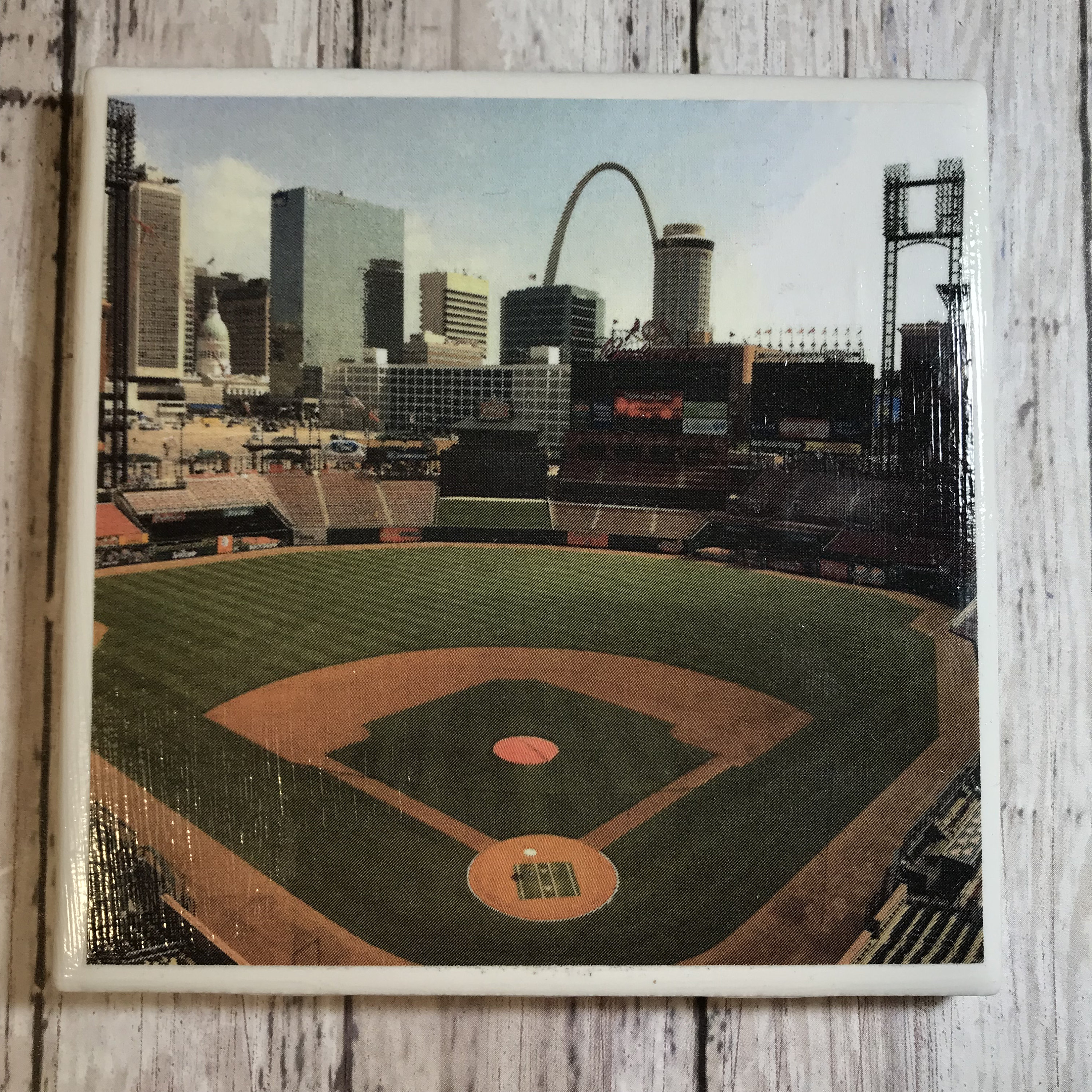 St. Louis Cardinals Busch Stadium/ Art/ Coaster Tile Set/ Cardinals Fan/ MLB/ Hostess Gift/ Home Bar