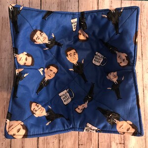 Microwave bowl cozy, The Office Characters and Michael Scott , Quilted, bowl pot holder, Soup Bowl, housewarming gift, Plate Cozy,  hot pad