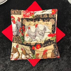 Microwave bowl cozy, French Hens, Soup Bowl Holder, Hot pot holder, soup bowl, plate cozy