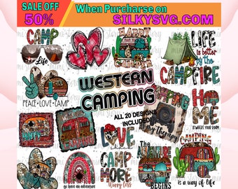 Western Camping Bundle, Desert Camping Png, Camping Cowhide, Western Camping Png