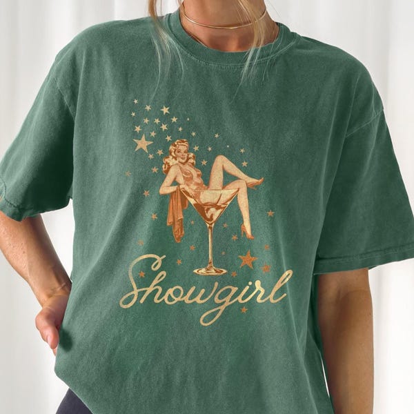 Vintage Showgirl Graphic Tee: Celestial Stars, Unisex Comfort Colors Shirt
