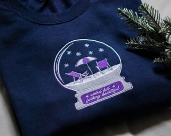 Weird but F*cking Beautiful | Embroidered Sweatshirt | Merch, Midnights, Lyrics, Snow, Beach