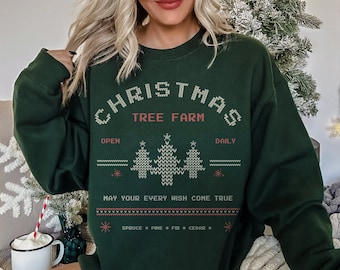 Weihnachtsbaum Bauernhof | Sweatshirt mit Rundhalsausschnitt | Merch, Songtext, Konzert, Retro, Geschenk, Vintage, Unisex
