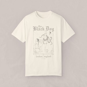 The Black Dog Graphic Shirt Lyrics, Vintage, Unisex Tee, Academia, Tortured Poets, London, England Ivory