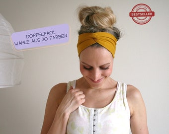Doppelpack - 2 Turban-Haarbänder Organic in vielen Farben - biologisch, fair, nachhaltig, zero waste - Geschenk für beste Freundin, Ostern