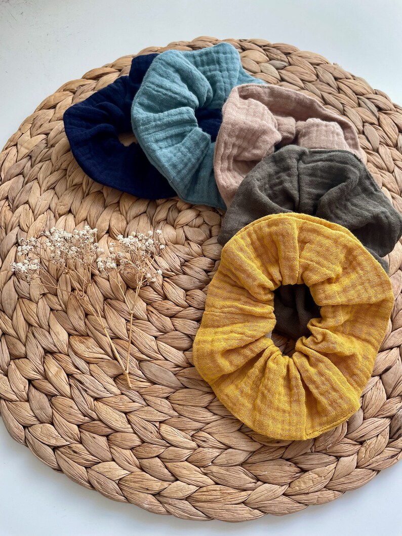 Musselin Scrunchie Organic in vielen Farben biologisch, fair, Zero waste image 3