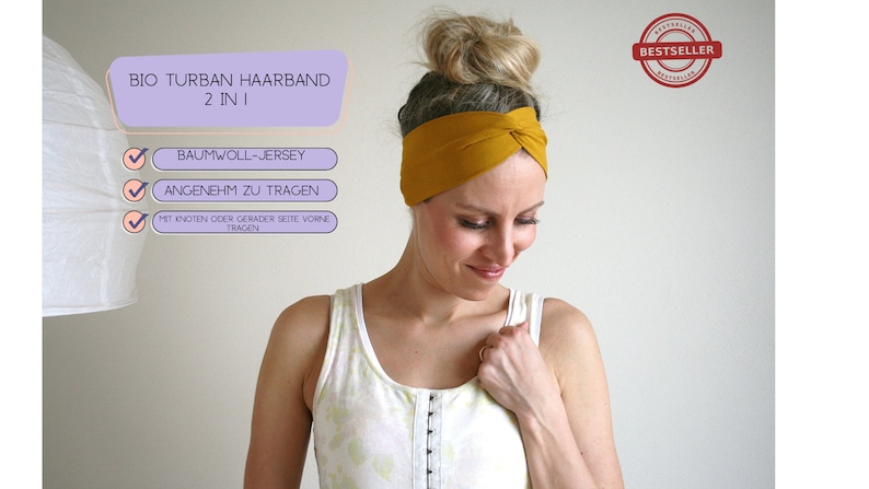 Turban-Haarband Organic in vielen Farben biologisch, fair, zero waste Bild 2