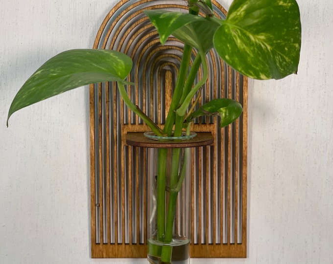 Arch Wood Propagation Station | Wall Hanging Vase, Minimalist Plant Decor