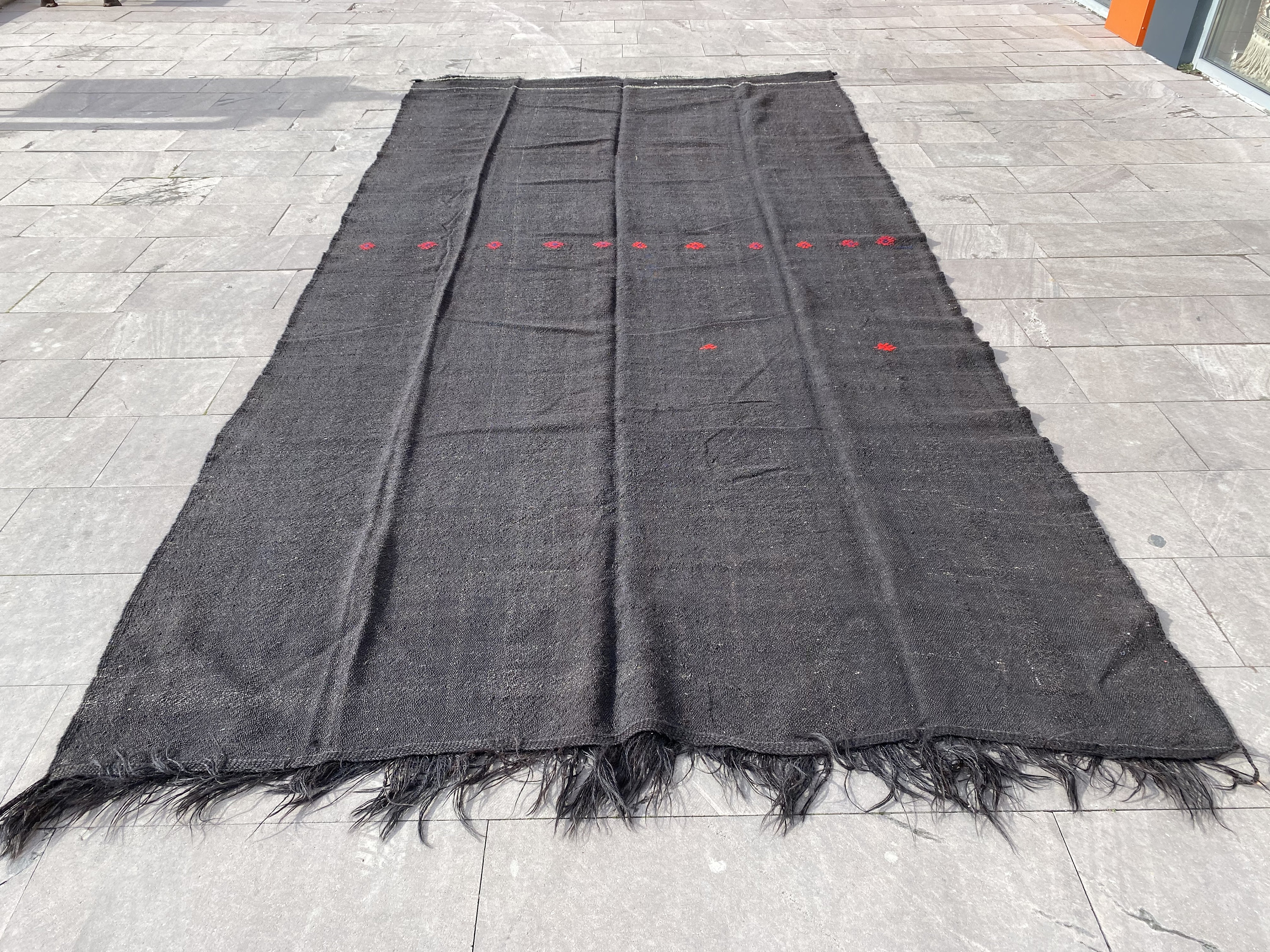 Turkish vintage goat hairwool kilim 14'1 x 7'0 hand Etsy