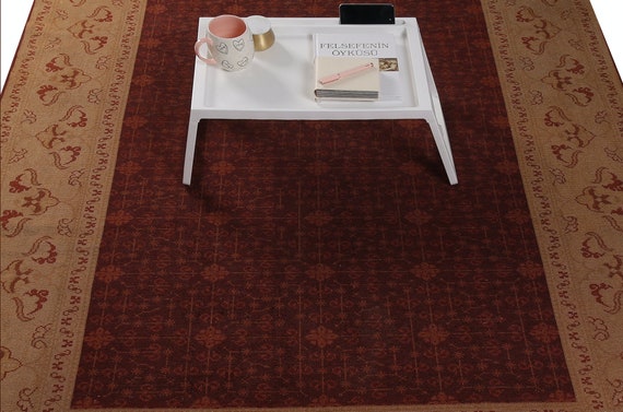 New Oushak Rug Handwoven Wool Turkish Red