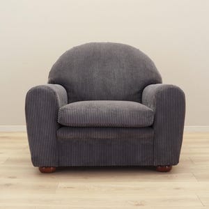 Grauer Velourssessel, italienisches Design, 80er Jahre, Produktion: Italien