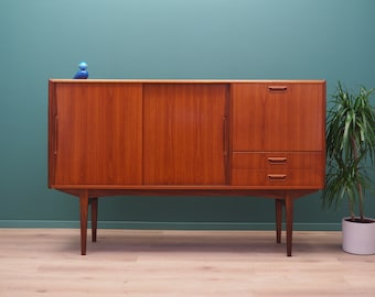 Teak Highboard, design danese, anni '60, produzione: Danimarca