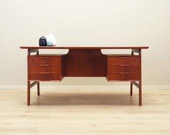 Teak desk, Danish design, 1970s, manufacture: Omann Jun