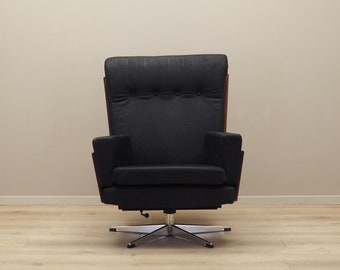 Fauteuil de bureau en cuir, design danois, années 1970, production : Danemark