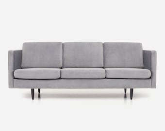 Sofa ALTA silver velour, Scandinavian design