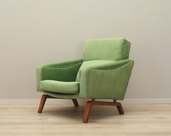 Green armchair, Danish design, 1970s, made in Denmark