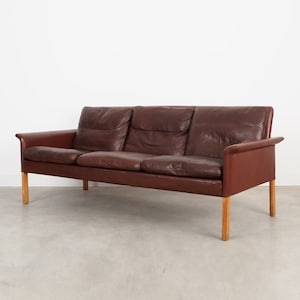 Braunes Ledersofa, Dänisches Design, 60er Jahre, Designer: Hans Olsen, Produktion CS Møbler