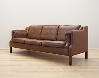 Brown leather sofa, Danish design, 1970s, production: Denmark