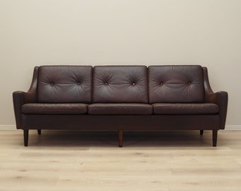 Brown leather sofa, Danish design, 1960s, designer: Edmund Jørgensen