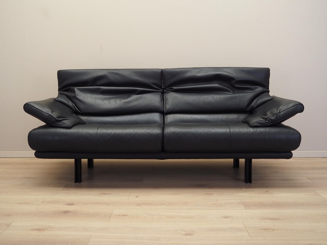 Sofá de cuero Alanda, diseño italiano, años 80, fabricante: B&B