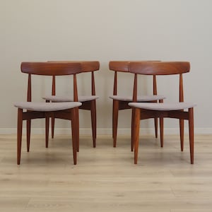 Set van vier teakhouten stoelen, Deens design, jaren 60, ontwerper: H.W. Klein