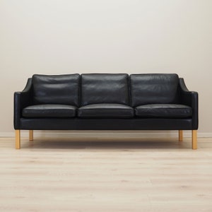 Schwarzes Ledersofa, dänisches Design, 70er Jahre, Herstellung: Hurup Møbelfabrik