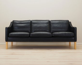 Black leather sofa, Danish design, 1970s, manufacture: Hurup Møbelfabrik