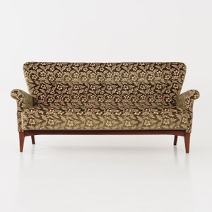 Sofa bukowa, projekt duński, lata 60., wyprodukowana przez firmę Fritz Hansen