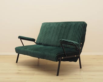 Groene bank, Italiaans design, jaren 1970, made in Italy