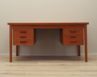 Scrivania in teak, design danese, anni '70, produzione: Danimarca