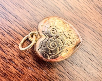 Vintage 9ct Gold Heart Charm Pendant | Engraved Sweetheart | Birmingham Hallmarked 1981 | Romantic Gift for Her | UK Estate Jewelry