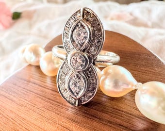 Antique Edwardian Engagement Ring | 14K White Gold Infinity Diamond Ring | Rose & Old Mine Cut | One of a Kind | Size 6.75 | c. 1910