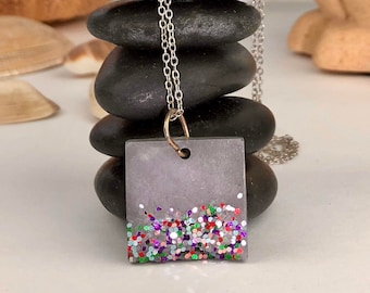 Night Rainbow Concrete Necklace