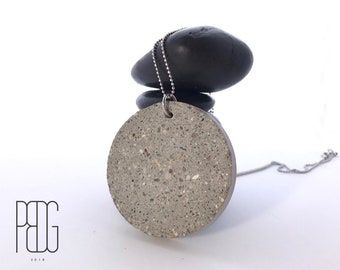 Rounded Concrete Necklace, Dainty Jewelry, Minimalist, Unisex